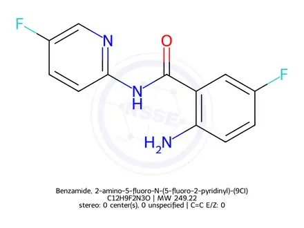 Chemical structure of Benzamide, 2-amino-5-fluoro-N-(5-fluoro-2-pyridinyl)-(9CI)