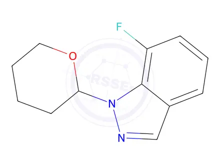 Chemical structure of 7-Fluoro-1-(tetrahydro-2H-pyran-2-yl)-1H-indazole