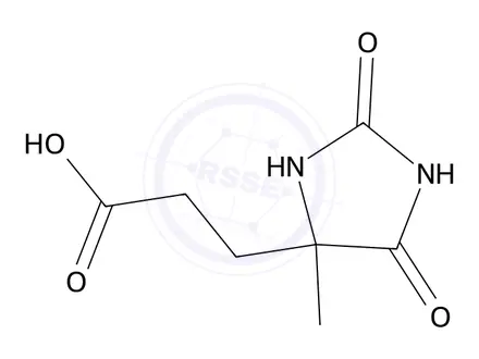 Chemical structure of 3-(4-Methyl-2,5-dioxo-4-imidazolidinyl)propanoic Acid