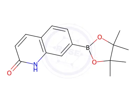 Chemical structure of 7-(4,4,5,5-Tetramethyl-1,3,2-dioxaborolan-2-yl)quinolin-2(1H)-one