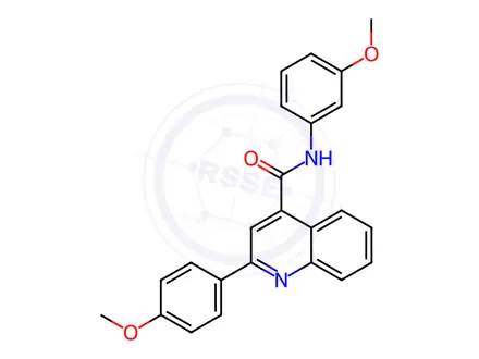 Chemical structure of N-(3-methoxyphenyl)-2-(4-methoxyphenyl)quinoline-4-carboxamide