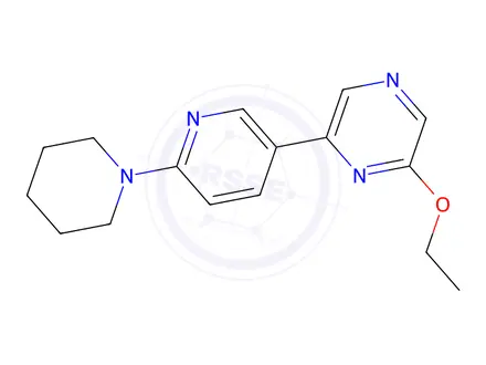 Chemical structure of 2-Ethoxy-6-(6-(piperidin-1-yl)pyridin-3-yl)pyrazine