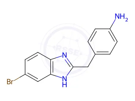 Chemical structure of 4-[(6-bromo-1H-1,3-benzodiazol-2-yl)methyl]aniline dihydrochloride