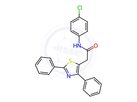 Chemical structure of N-(4-chlorophenyl)-2-(2,4-diphenylthiazol-5-yl)acetamide