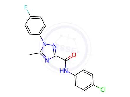 Chemical structure of N-(4-chlorophenyl)-1-(4-fluorophenyl)-5-methyl-1H-1,2,4-triazole-3-carboxamide