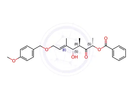 Chemical structure of 6-Octen-3-one, 2-(benzoyloxy)-5-hydroxy-8-[(4-methoxyphenyl)methoxy]-4,6-dimethyl-, (2S,4R,5S,6E)-