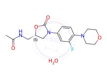 Chemical structure of (S)-N-((3-(3-Fluoro-4-morpholinophenyl)-2-oxooxazolidin-5-yl)methyl)acetamide hydrate