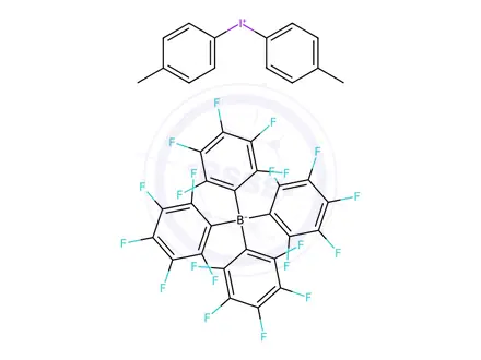 Chemical structure of Iodonium, bis(4-methylphenyl)-, tetrakis(pentafluorophenyl)borate(1-)