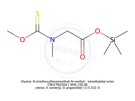 Chemical structure of Glycine, N-(methoxythioxomethyl)-N-methyl-, trimethylsilyl ester