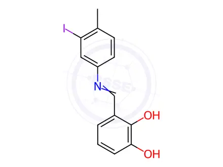 Chemical structure of 3-{[(3-iodo-4-methylphenyl)imino]methyl}-1,2-benzenediol
