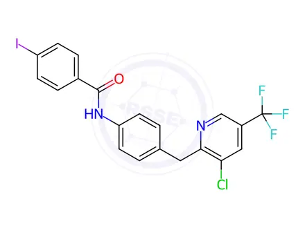 Chemical structure of N-(4-{[3-chloro-5-(trifluoromethyl)pyridin-2-yl]methyl}phenyl)-4-iodobenzamide