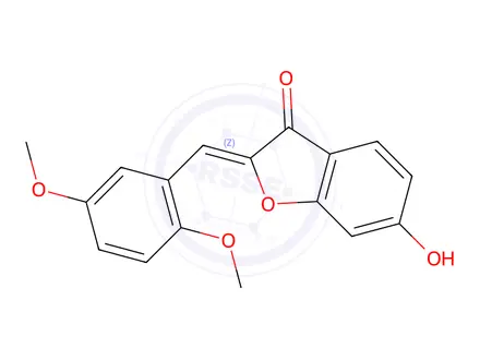 Chemical structure of (2Z)-2-(2,5-Dimethoxybenzylidene)-6-hydroxy-1-benzofuran-3(2H)-one