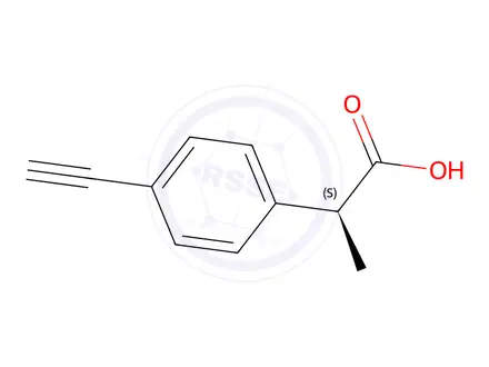 Chemical structure of (S)-2-(4-Ethynylphenyl)propanoic acid