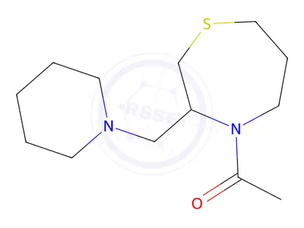 Chemical structure of 1-(3-(Piperidin-1-ylmethyl)-1,4-thiazepan-4-yl)ethan-1-one