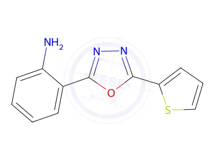 Chemical structure of 2-(5-(Thiophen-2-yl)-1,3,4-oxadiazol-2-yl)aniline
