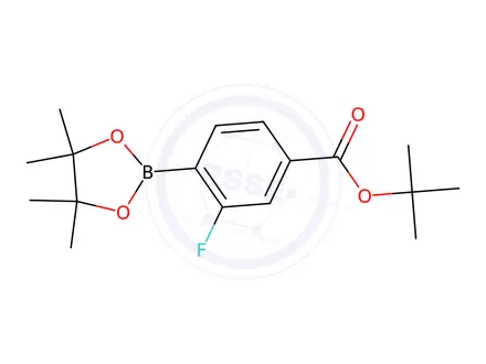 Chemical structure of 3-Fluoro-4-(4,4,5,5-tetramethyl-[1,3,2]dioxaborolan-2-yl)-benzoic acid tert-butyl ester