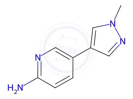 Chemical structure of 5-(1-Methyl-1H-pyrazol-4-yl)pyridin-2-amine