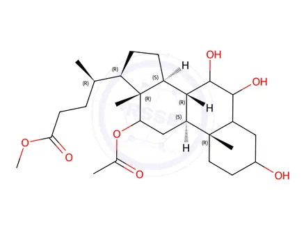 Chemical structure of 12-(Acetyloxy)-3,6,7-trihydroxycholan-24-oic acid methyl ester