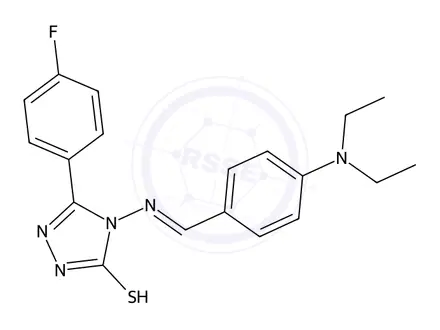 Chemical structure of 4-((4-(Diethylamino)benzylidene)amino)-3-(4-fluorophenyl)-1H-1,2,4-triazole-5(4H)-thione