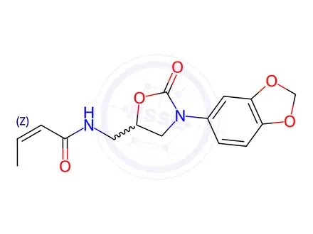 Chemical structure of N-((3-(Benzo[d][1,3]dioxol-5-yl)-2-oxooxazolidin-5-yl)methyl)but-2-enamide