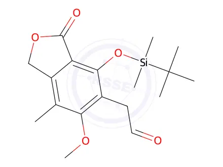 Chemical structure of 2-(4-((tert-Butyldimethylsilyl)oxy)-6-methoxy-7-methyl-3-oxo-1,3-dihydroisobenzofuran-5-yl)acetaldehyde
