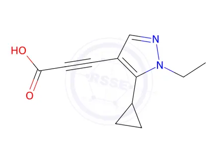 Chemical structure of 3-(5-Cyclopropyl-1-ethyl-1H-pyrazol-4-yl)propiolic acid