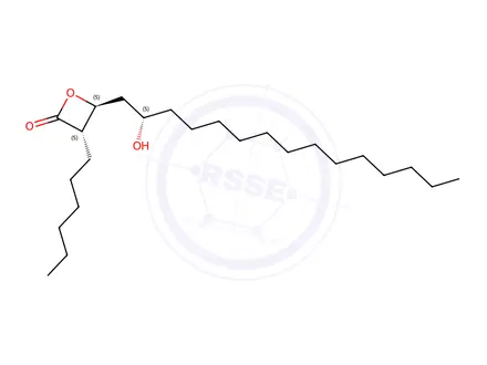 Chemical structure of (3S,4S)-3-Hexyl-4-((S)-2-hydroxypentadecyl)oxetan-2-one