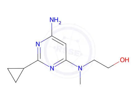 Chemical structure of 2-((6-amino-2-cyclopropylpyrimidin-4-yl)(methyl)amino)ethan-1-ol