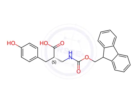 Chemical structure of Fmoc-(S)-3-amino-2-(4-hydroxybenzyl)propanoicacid