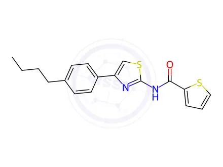 Chemical structure of N-(4-(4-butylphenyl)thiazol-2-yl)thiophene-2-carboxamide