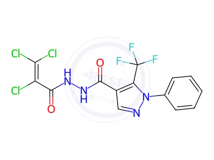 Chemical structure of N'4-(2,3,3-trichloroacryloyl)-1-phenyl-5-(trifluoromethyl)-1H-pyrazole-4-carbohydrazide