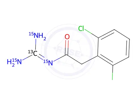 Chemical structure of Guanfacine-13C, 15N3