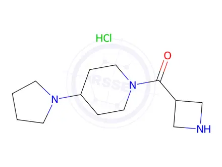 Chemical structure of Azetidin-3-yl(4-(pyrrolidin-1-yl)piperidin-1-yl)methanone hydrochloride