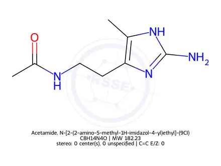 Chemical structure of Acetamide, N-[2-(2-amino-5-methyl-1H-imidazol-4-yl)ethyl]-(9CI)