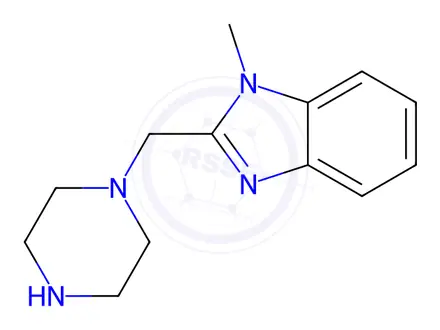 Chemical structure of 1-methyl-2-(piperazin-1-ylmethyl)-1h-benzimidazole dihydrochloride