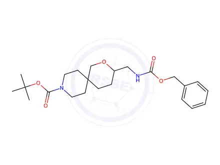 Chemical structure of tert-butyl 3-((((benzyloxy)carbonyl)amino)methyl)-2-oxa-9-azaspiro[5.5]undecane-9-carboxylate