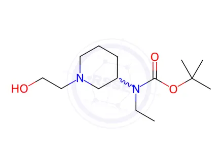 Chemical structure of Ethyl-[1-(2-hydroxy-ethyl)-piperidin-3-yl]-carbamic acid tert-butyl ester