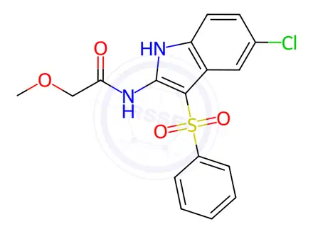 Chemical structure of N-(5-Chloro-3-(phenylsulfonyl)-1H-indol-2-yl)-2-methoxyacetamide