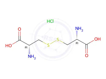 Chemical structure of (2R,2'R)-3,3'-disulfanediylbis(2-aminopropanoic acid) hydrochloride