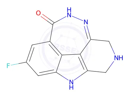 Chemical structure of 6-Fluoro-2,3,4,9-tetrahydro-2,4,9,10-tetraazacyclohepta[def]fluoren-8(1H)-one