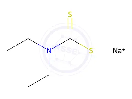 Chemical structure of Sodium diethyldithiocarbamate