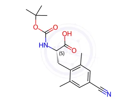 Chemical structure of (S)-2-((tert-Butoxycarbonyl)amino)-3-(4-cyano-2,6-dimethylphenyl)propanoic Acid