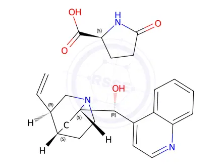 Chemical structure of 5-oxo-L-proline, compound with (8alpha,9R)-cinchonan-9-ol (1:1)