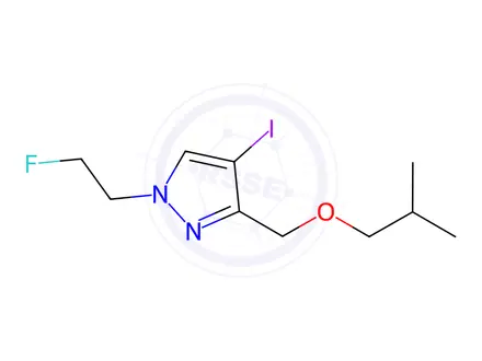 Chemical structure of 1-(2-fluoroethyl)-4-iodo-3-(isobutoxymethyl)-1H-pyrazole