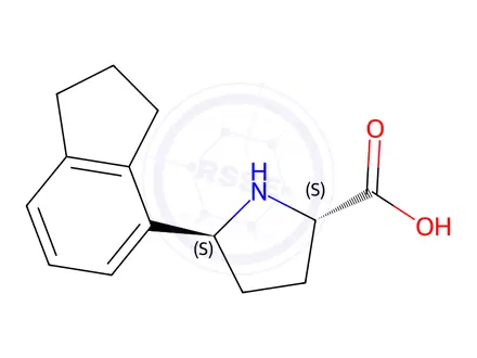 Chemical structure of (2S,5S)-5-(2,3-dihydro-1H-inden-4-yl)pyrrolidine-2-carboxylic acid