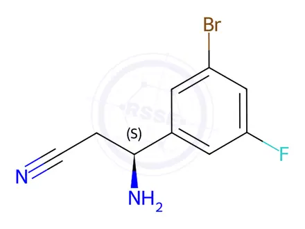 Chemical structure of (3S)-3-AMINO-3-(3-BROMO-5-FLUOROPHENYL)PROPANENITRILE