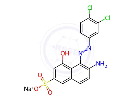 Chemical structure of sodium 6-amino-5-[(3,4-dichlorophenyl)azo]-4-hydroxynaphthalene-2-sulphonate
