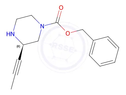 Chemical structure of benzyl (3R)-3-prop-1-ynylpiperazine-1-carboxylate