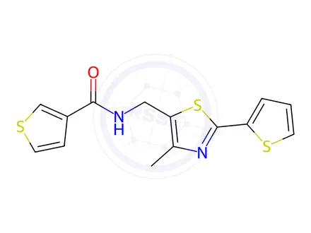 Chemical structure of N-((4-Methyl-2-(thiophen-2-yl)thiazol-5-yl)methyl)thiophene-3-carboxamide