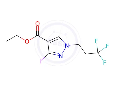 Chemical structure of ethyl 3-iodo-1-(3,3,3-trifluoropropyl)-1H-pyrazole-4-carboxylate